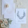 Letterpress Floral Antlers Christmas Card (Blush and Charcoal)